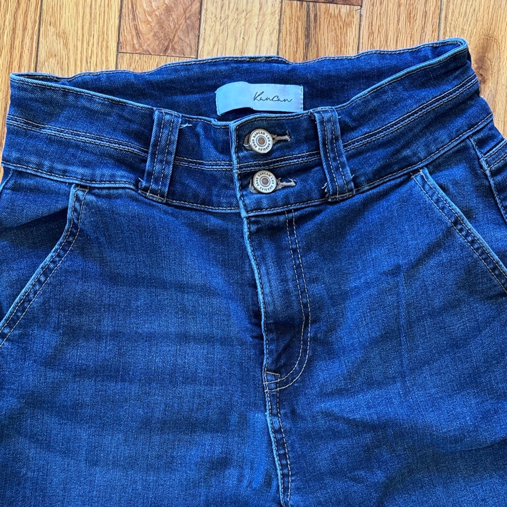 KanCan Dark Blue Denim Jeans with Tan Stitching - Picture 6 of 6